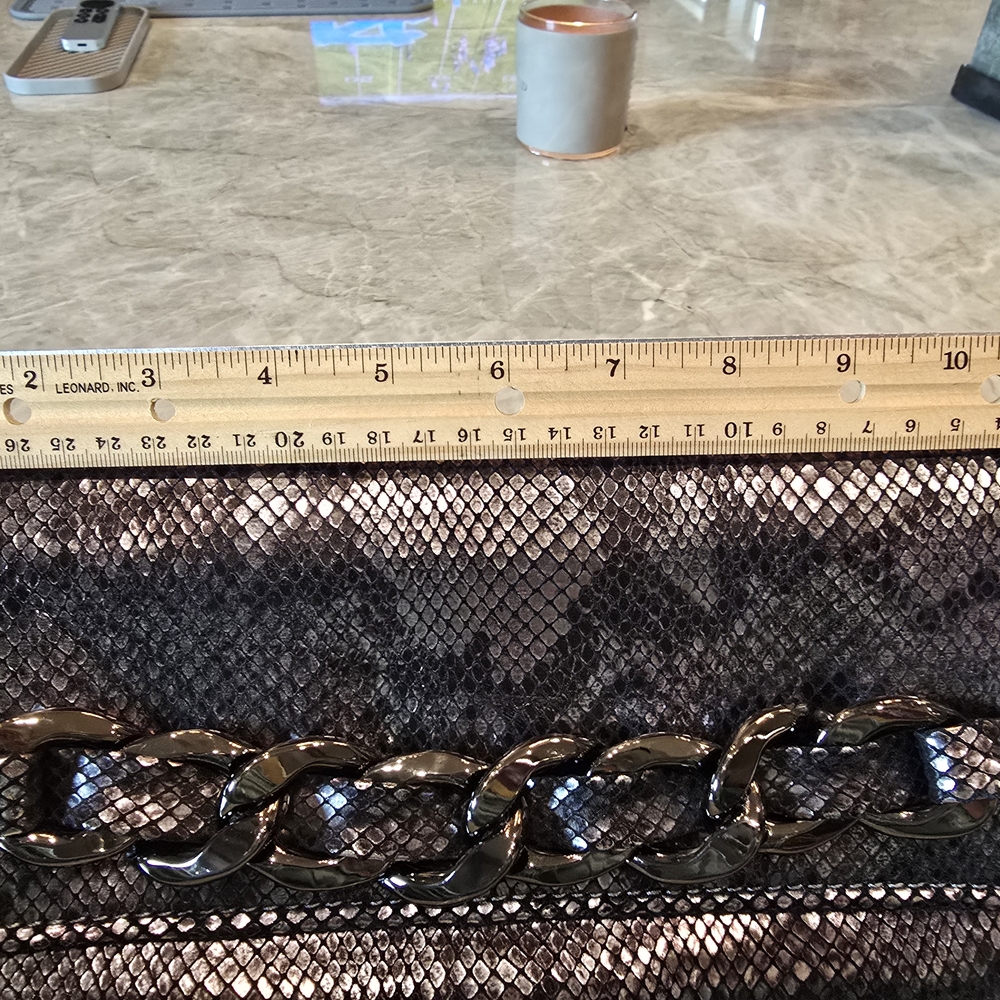 Michael Kors Black/Silver Snake Pattern Clutch - Picture 10 of 16